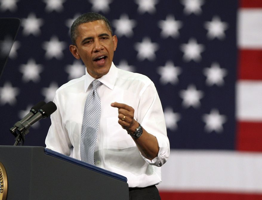 **FILE** President Obama speaks April 10, 2012, at Florida Atlantic University in Boca Raton, Fla. (Associated Press)