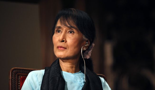 Myanmar opposition leader Aung San Suu Kyi (AP Photo/Thibault Camus)