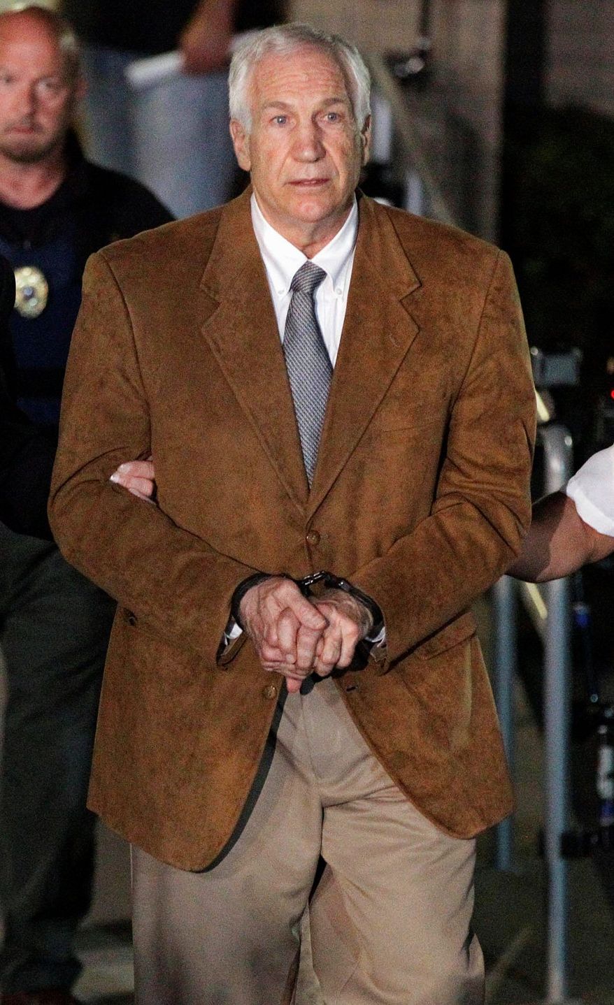 Former Penn State assistant football coach Jerry Sandusky was convicted on 45 of 48 counts of child sexual abuse. A report by former FBI director Louis Freeh due Thursday may not bode well for former school administrators. (Associated Press)