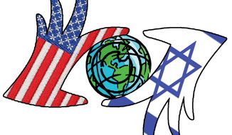 Illustration United States and Israel by John Camejo for The Washington Times