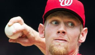 Stephen Strasburg pitched six scoreless innings, striking out six in the Nationals&#39; 4-1 win over the Marlins on Sunday afternoon. (Associated Press)