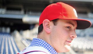 Lucas Giolito, 18, Washington’s first-round pick in the June draft, enjoyed the view at Nationals Park. (Ryan M.L. Young/The Washington Times)