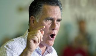**FILE** GOP presidential hopeful Mitt Romney speaks at an event at Horizontal Wireline Services in Irwin, Pa., on July 17, 2012. Pennsylvania is considered a battleground state, even though the state went for the Democrats in 2008. (Associated Press)