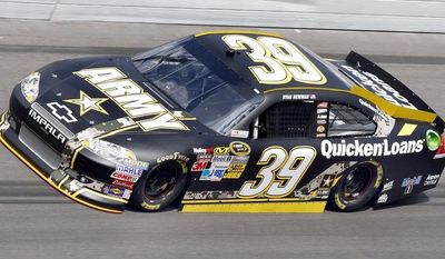 FILE - In this Feb. 19, 2012, Ryan Newman drives his car during qualifying for the NASCAR Daytona 500 auto race in Daytona Beach, Fla. The U.S. Army will not return to Stewart-Haas Racing next season, citing a reallocation of its marketing budget that does not include a presence in NASCAR. SHR said Tuesday, July 10, 2012, it is pursuing a new sponsor. (AP Photo/Reinhold Matay, File)