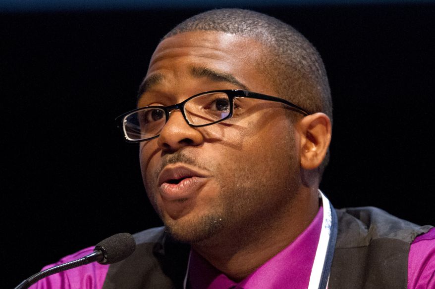 Lawrence Stallworth II, 20, of Cleveland, who was diagnosed with HIV at 17, speaks July 22, 2012, on a youth panel at the International AIDS Conference in Washington. (Associated Press)