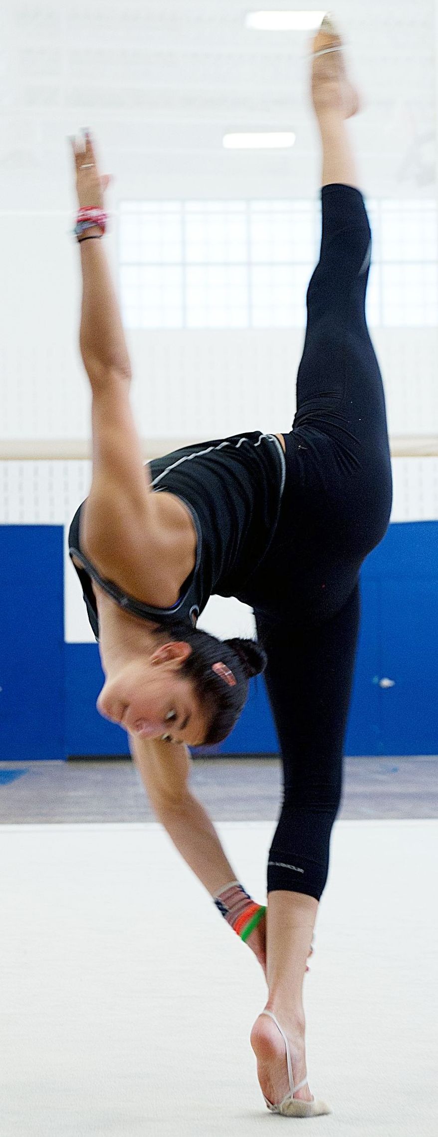 Bethesda, Md. native Julie Zetlin practices at the Katie Fitzgerald Youth Recreation Center in Darnestown, Md., on Wednesday, July 25, 2012 before heading to London to represent the United States in rythmic gymnastics in the 2012 Olympics. The 22-year-old has been doing rythmic gymastics for 18 years. She will compete Aug. 9 and 10. (Barbara L. Salisbury/The Washington Times)