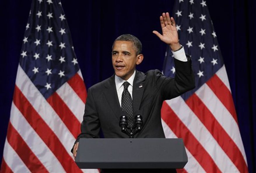 President Obama speaks July 24, 2012, at the Oregon Convention Center in Portland, Ore. (Associated Press)