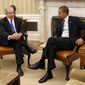 ** FILE ** President Obama meets with Israeli Prime Minister Benjamin Netanyahu in the Oval Office at the White House in Washington on Monday, March 5, 2012. (Associated Press)