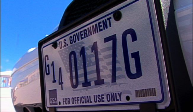 **FILE** A U.S. Government license plate is seen here July 24, 2008, on a government fleet vehicle. (Associated Press)
