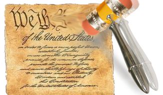 Illustration Erasing the Constitution by John Camejo for The Washington Times