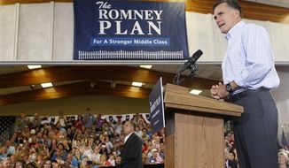 Republican presidential candidate, former Massachusetts Gov. Mitt Romney campaigns at the Jefferson County Fairgrounds in Golden, Colo., Thursday, Aug. 2, 2012. (AP Photo/Charles Dharapak)