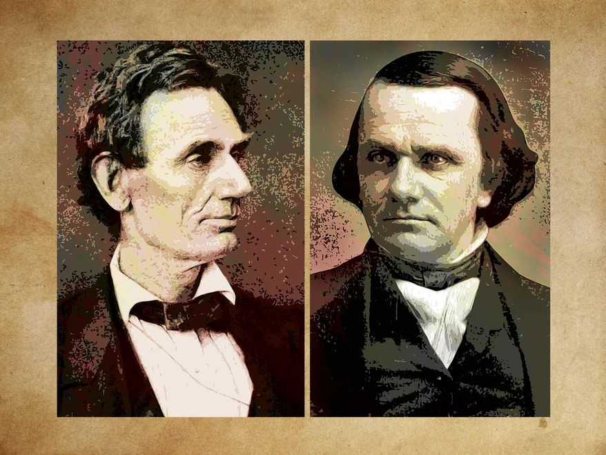 Illustration Lincoln Douglas by Greg Groesch for The Washington Times