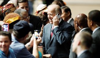 Vice President Joseph R. Biden speaks in Las Vegas on Saturday on an audience member’s cellphone at the national convention of the Disabled American Veterans, which he addressed on behalf of the campaign. (Associated Press)