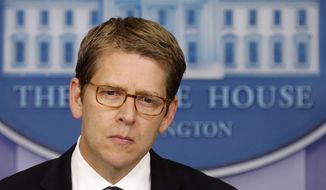 White House spokesman Jay Carney speaks Aug. 6, 2012, during his daily news conference at the White House in Washington. (Associated Press)