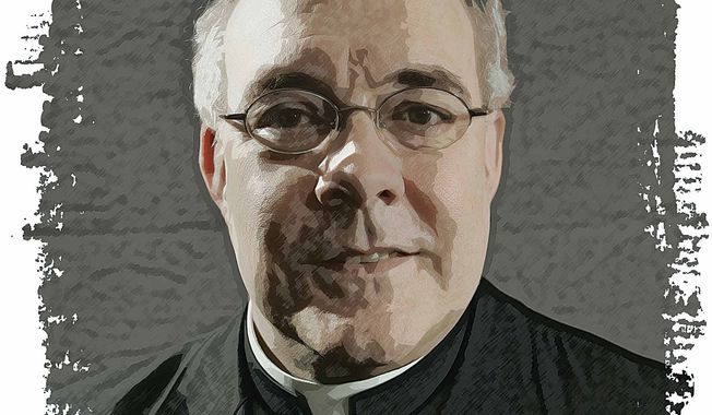 Illustration Father Robert Sirico by Greg Groesch for The Washington Times