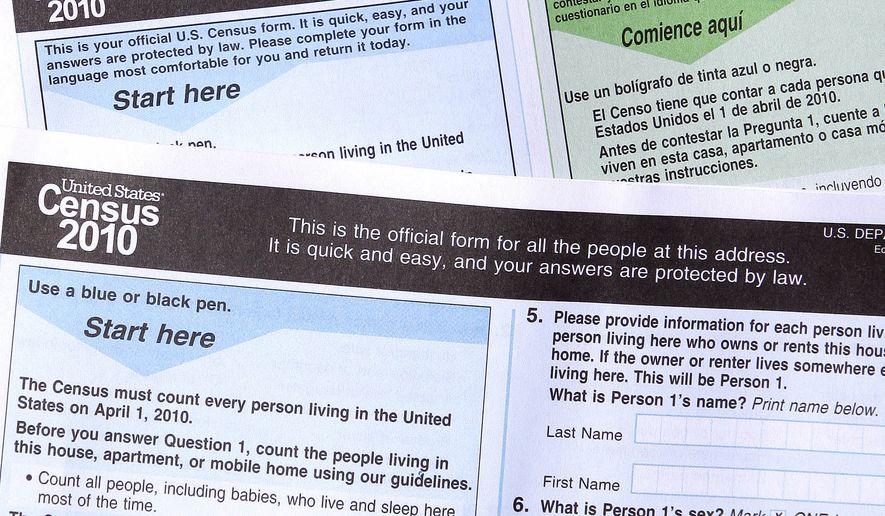 The 2010 census forms (AP Photo/Ross D. Franklin) ** FILE **
