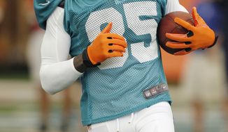 Miami Dolphins wide receiver Chad Johnson was arrested Saturday on a domestic violence charge. (AP Photo/Terry Renna)