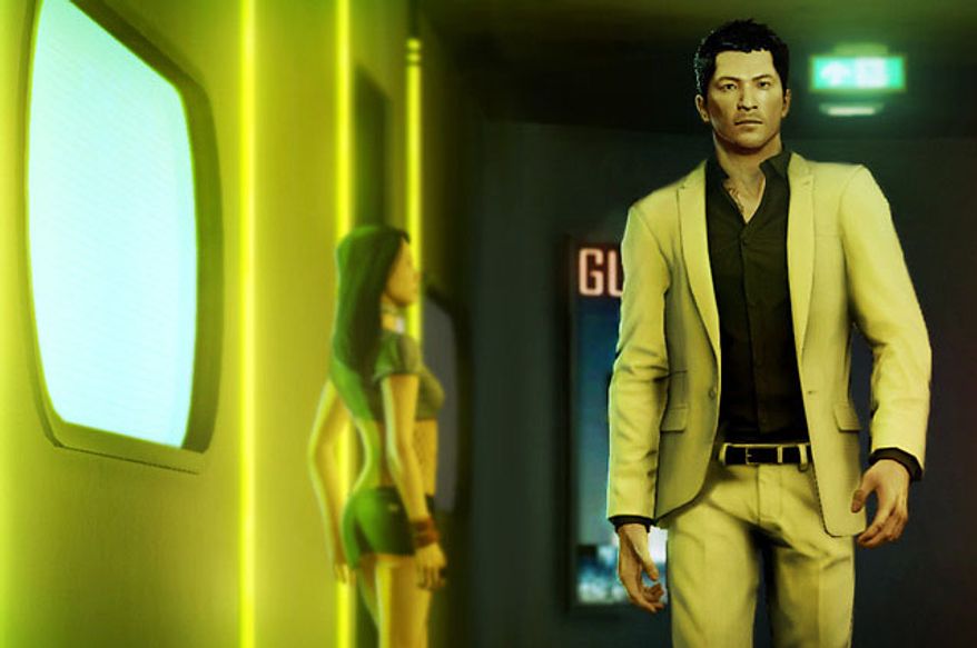 A serious Wei Shen is looking for trouble in the video game Sleeping Dogs.