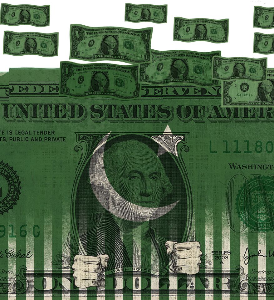 Illustration Jailed Money by Linas Garsys for The Washington Times