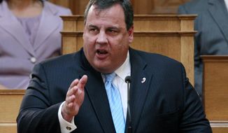 **FILE** New Jersey Gov. Chris Christie speaks July 2, 2012, in Trenton, N.J., to a joint session of the legislature. (Associated Press)