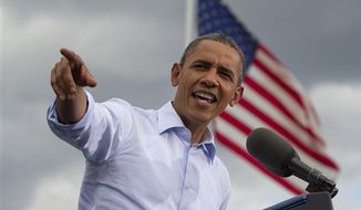 President Obama speaks Aug. 18, 2012, during a campaign event at Rochester Commons in Rochester, N.H. (Associated Press)
