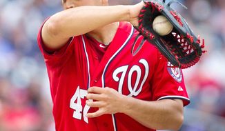 Nationals left-hander Gio Gonzalez didn&#x27;t have his most dominant stuff, but he still won his 16th game to set the record for most victories in a season by a Nationals pitcher. Livan Hernandez held the record of 15. (Rod Lamkey Jr./The Washington Times)