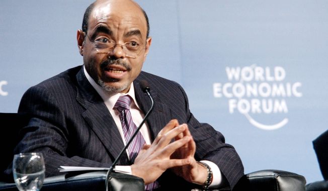 Ethiopian Prime Minister Meles Zenawi, seen here speaking at the 20th World Economic Forum on Africa in May 2010 in Dar es Salaam, Tanzania, died Monday, after weeks of illness, Ethiopian state media reported. Mr. Meles, who took power in 1991, was 57. (Associated Press)