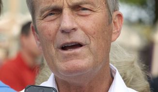** FILE ** In this Thursday, Aug. 16, 2012, photograph, Rep. Todd Akin, R-Mo., talks with reporters while attending the Governor&#39;s Ham Breakfast at the Missouri State Fair in Sedalia, Mo. (AP Photo/Orlin Wagner)

