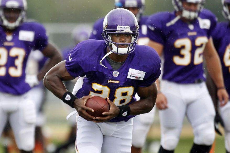 ** FILE ** Minnesota Vikings running back Adrian Peterson. (AP Photo/The Star Tribune, Jerry Holt)