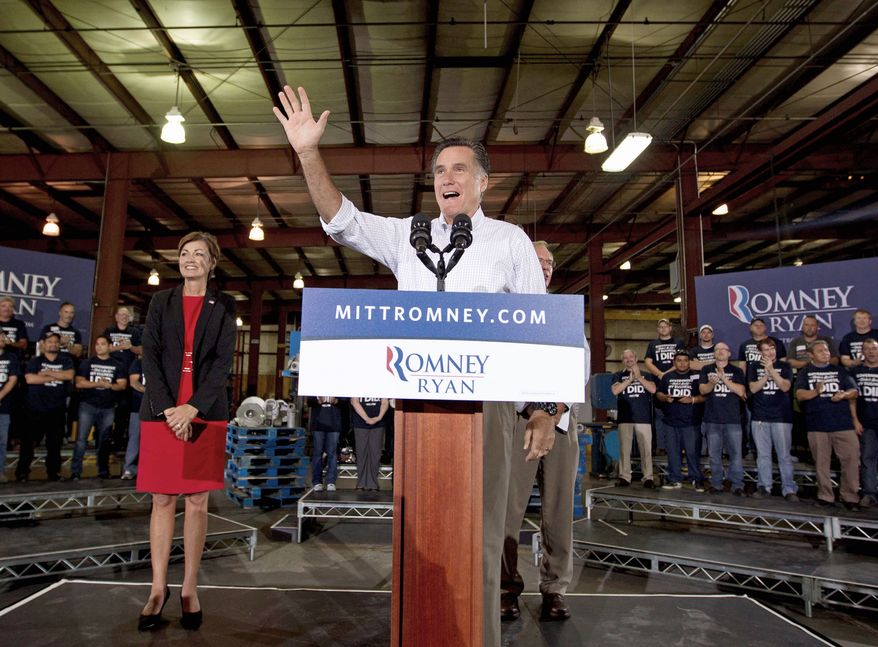 Mitt Romney, the presumptive Republican presidential nominee, speaks at a campaign stop at LeClaire Manufacturing in Midland, Texas, on Wednesday. (Associated Press)