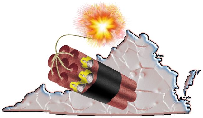 Illustration Congressional Bomb on Virginia by John Camejo for The Washington Times