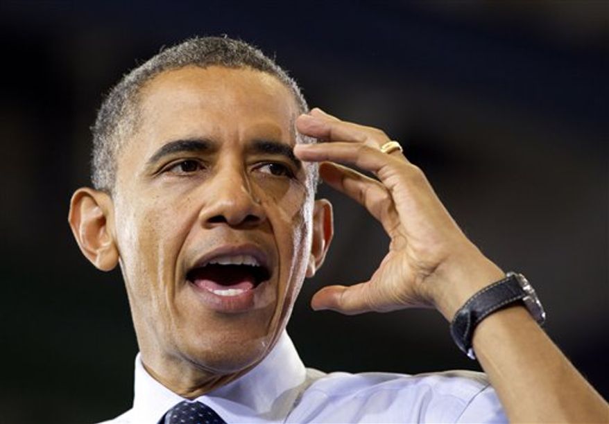 President Obama speaks Aug. 22, 2012, during a campaign event at Canyon Springs High School in North Las Vegas, Nev. (Associated Press)