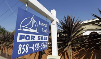 ** FILE ** A real estate agency sign advertises a house for sale in San Diego on Wednesday, June 13, 2012. (AP Photo/Gregory Bull)