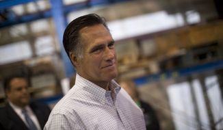Republican presidential candidate Mitt Romney waits backstage to be introduced during a Aug. 22, 2012, campaign stop at LeClaire Manufacturing in Bettendorf, Iowa (Associated Press)