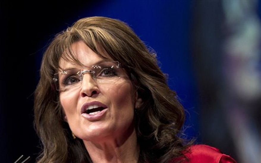 ** FILE ** In this Feb. 11, 2012, file photo, Sarah Palin, the GOP candidate for vice-president in 2008 and former Alaska governor, speaks in Washington. (AP Photo/J. Scott Applewhite)