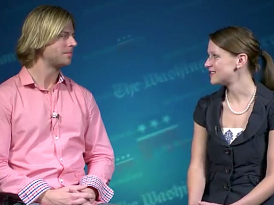 Screenshot of reporter Paige Winfield Cunningham interviews recording artist, Beau Davidson at the Republican National Convention.