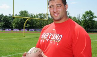 Joe Vellano overcame an injury-filled start to his career at Maryland to earn second-team All-ACC honors in 2010 and first-team accolades in 2011. The Terrapins kick off their season Saturday. (Hans Pennink/Special to The Washington Times)
