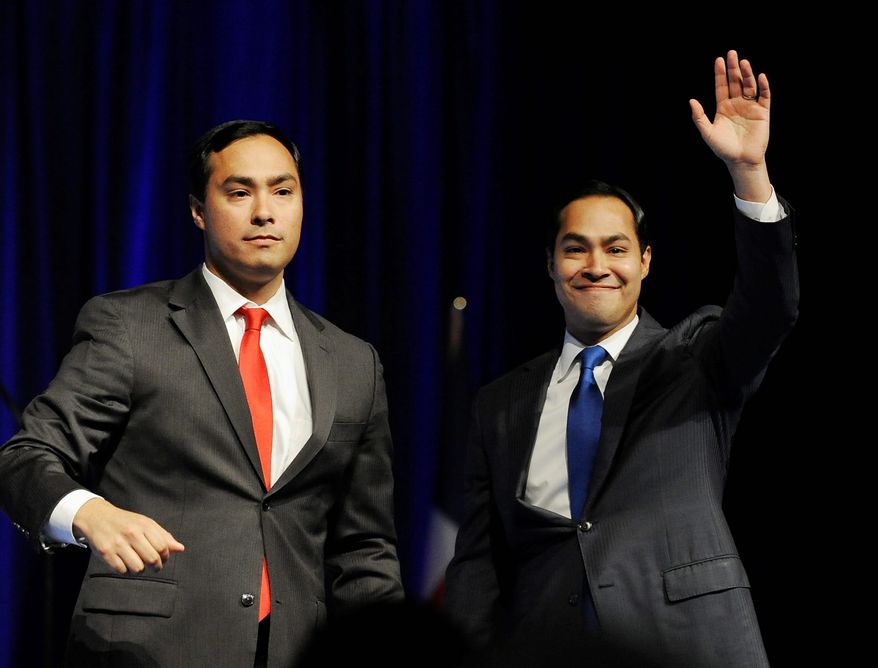 San Antonio Mayor Julian Castro (right), with his twin brother Texas State Rep. Joaquin Castro, will be the keynote speaker at the Democratic National Convention in Charlotte, N.C., on Tuesday. His brother will introduce him. (Associated Press)