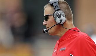 Maryland coach Randy Edsall watches from the sideline during the third quarter of a college football game against William &amp; Mary, Saturday, Sept. 1, 2012, in College Park, Md. Maryland won 7-6. (AP Photo/Luis M. Alvarez)