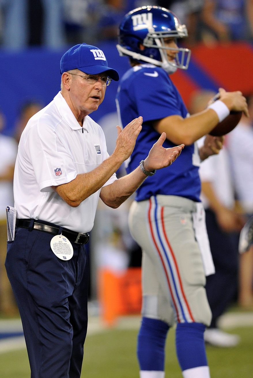 associated press
New York Giants coach Tom Coughlin and quarterback Eli Manning have won two Super Bowls in the past five years, both against New England. Last season, they went on a postseason run that included wins at Green Bay and San Francisco before claiming the Vince Lombardi Trophy.