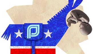 Illustration Abortion Donkey by Alexander Hunter for The Washington Times