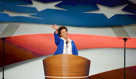 ** FILE ** Rep. Barbara Lee, California Democrat, addresses the Democratic National Convention in Charlotte, N.C., on Tuesday, Sept. 4, 2012. (Andrew S. Geraci/The Washington Times)
