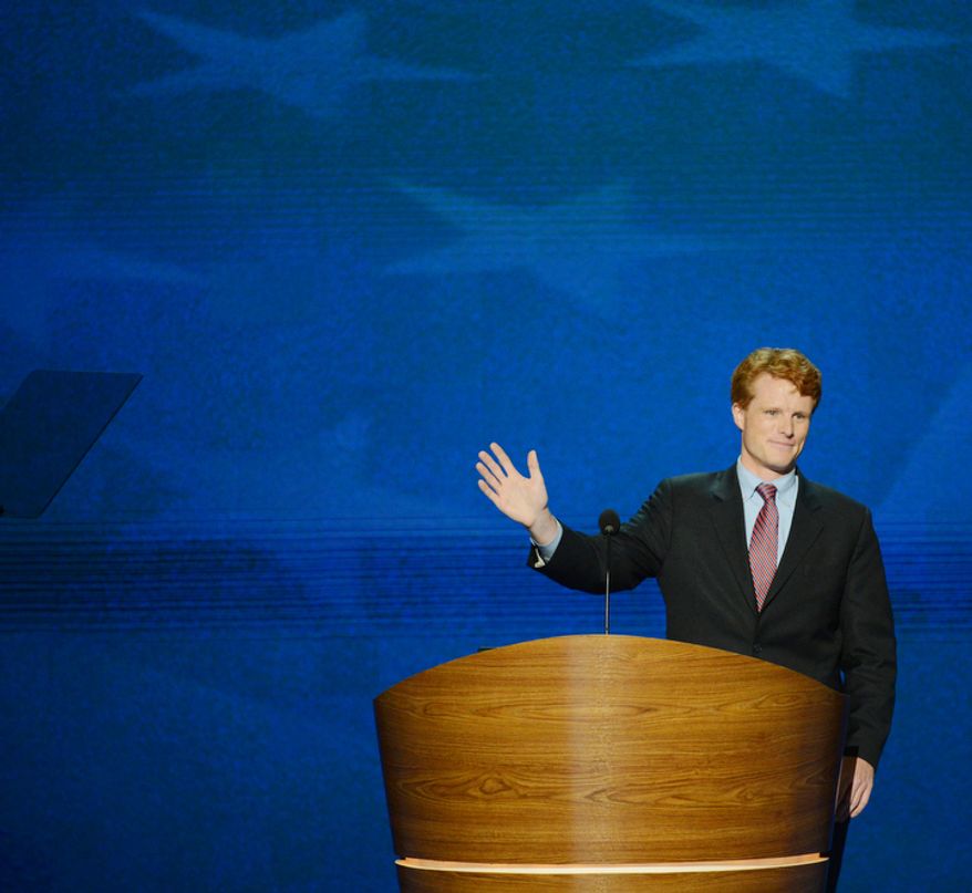 Joe Kennedy III, candidate for the US House of Representatives from Massachusetts addresses the Democratic National Convention at the Time Warner Arena. (Andrew Geraci/ The Washington Times)