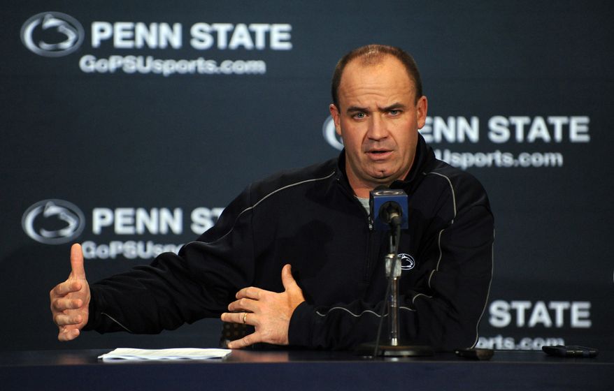 Penn State football coach Bill O'Brien speaks at his weekly news conference in State College, Pa., Tuesday, Sept. 4, 2012. (AP Photo/Centre Daily Times, Nabil k. Mark)