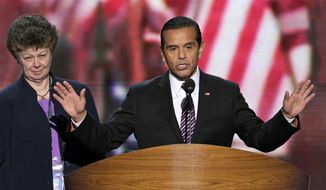 Former Los Angeles Mayor and Democratic Convention Chairman Antonio Villaraigosa calls for a vote to amend the platform at the Democratic National Convention in Charlotte, N.C., on Sept. 5, 2012. (Associated Press) ** FILE **
