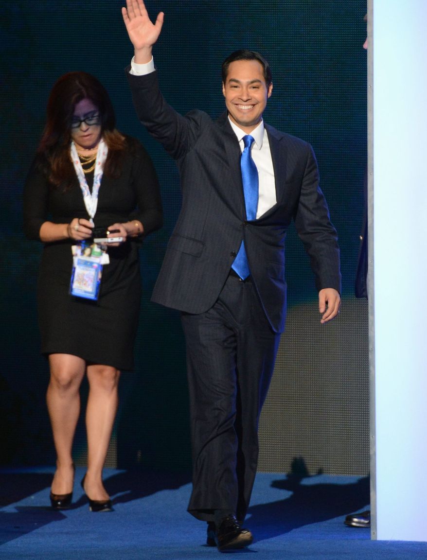 Julian Castro, the mayor of San Antonio, who delivered the keynote address on the opening night of the Democratic National Convention on Tuesday, is part of a new generation of Democrats seen as capable of breaking the GOP grip on statewide office. (Andrew Geraci/ The Washington Times)