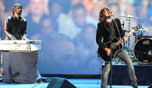 Dave Grohl and the Foo Fighters perform on the night that President Barack Obama accepts his party&#39;s nomination for a second term as President of the United States at the Democratic National Convention in the Time Warner Cable Arena in Charlotte, N.C., on Thursday, September 6, 2012. (Andrew Geraci/ The Washington Times)