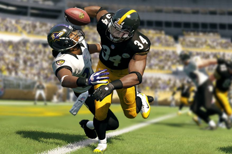 Ravens versus Steelers in the video game Madden NFL 13.