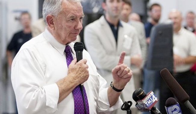 Former Wisconsin Gov. Tommy Thompson, the Republican candidate for the U.S. Senate, speaks on Wednesday, Aug. 15, 2012, to HUSCO International Inc. employees during a campaign appearance at the company&#x27;s Waukesha, Wis., facility. Mr. Thompson will face Democratic Rep. Tammy Baldwin in the November election. (AP Photo/The Waukesha Freeman)