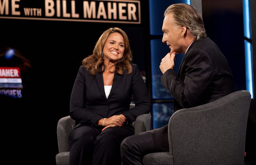 The “Real Time With Bill Maher” host apologizes to former U.S. Senate hopeful Christine O’Donnell of Delaware on Friday in Los Angeles on his show. In 2010, when Miss O’Donnell was running for office, he used an earlier show video to hold her up to ridicule as a dabbler in witchcraft. She dismissed it as ancient history. (HBO via Associated Press)